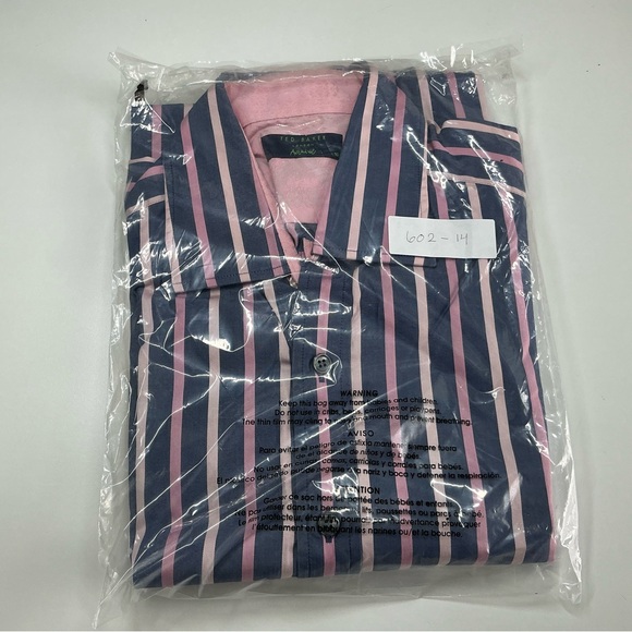 Ted Baker London Archive Men's 16 French Cuff Purple Striped Dress - Picture 15 of 15